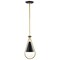 Nuvo Admiral 1-Light Pendant 10 in. Matte Black and Natural Brass White Opal Glass 60/7903 - alternate 3